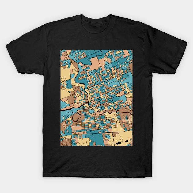 London Map Pattern in Mid Century Pastel T-Shirt by PatternMaps